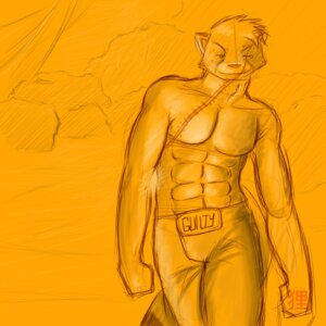 Rating: Questionable Score: 0 Tags: 1:1 anthro clothed clothing domestic_cat e621 felid feline felis male mammal monochrome muscular muscular_anthro muscular_male pave scar solo topless User: bunchy7s