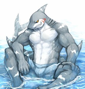 Rating: Safe Score: 0 Tags: abs anthro aquatic athletic barazoku biceps big_muscles biped black_sclera bottomwear bulge clothed clothing detailed detailed_background e621 fin fish gills grey_body grey_skin grin jaws looking_at_viewer male muscular muscular_anthro muscular_male pecs rpbbw shark shark_(stardog) sharp_teeth shorts sitting smile solo spread_legs spreading swimwear tail teeth toony topless water white_body white_skin yellow_eyes User: bunchy7s
