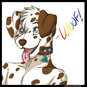 Rating: Questionable Score: 0 Tags: 1:1 anthro bodily_fluids bust_portrait canid canine canis collar dalmatian domestic_dog drooling e621 front_view heterochromia icon male mammal piercing portrait qaoss saliva simple_background solo white_background User: bunchy7s
