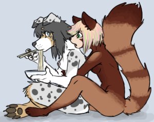 Rating: Questionable Score: 0 Tags: ailurid anthro breasts cuddling duo e621 eating feet female food hindpaw mammal mrmongoose noodles nude paws red_panda tail User: bunchy7s