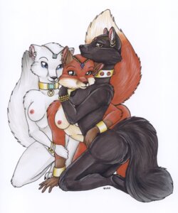 Rating: Questionable Score: 0 Tags: anthro big_breasts blue_eyes breasts butt canid canine e621 female fox group hi_res mammal nipples nude simple_background tail unknown_artist white_background User: bunchy7s