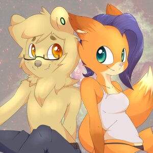 Rating: Safe Score: 0 Tags: 2014 amber_eyes anthro bear bearra_(character) belt bottomwear breasts canid canine clothed clothing duo e621 eye_contact eyewear fangs female fox freckles fur glasses green_eyes hair hi_res legwear lilfaux looking_at_another male mammal neck_tuft orange_body orange_fur panties pants pink_nose purple_hair shirt signature smile socks_(character) stockings tan_tuft tank_top teeth topless topwear tuft underwear yellow_eyes User: bunchy7s