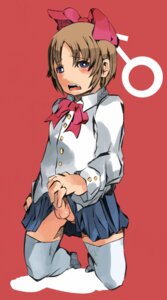 Rating: Explicit Score: 0 Tags: balls blouse blue_eyes bow brown_hair crossdressing hairbow kneeling male penis rei-ton rule34 school_uniform skirt testicles thighhighs trap white_thighhighs User: bunchy7s