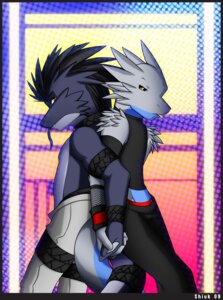 Rating: Safe Score: 0 Tags: 2009 abstract_background accessory amphibian anthro arm_warmers armband armwear back_to_back black_bottomwear black_clothing black_hair black_pants blue_body blue_tail blue_tongue bottomwear clothed clothing collar countershading drayk_dagger duo e621 eye_contact fangs femboy fishnet_arm_warmers fishnet_armwear fishnet_clothing furgonomics grey_body grey_bottomwear grey_clothing grey_pants grey_tail hair hand_holding hi_res interlocked_fingers legband looking_at_another male midriff multicolored_body pants pink_tongue red_eyes salamander scalie shiuk shiuk_(character) shurian side_view snout standing tail tail_accessory tailband tapering_tail teeth tongue tongue_out topless two_tone_body two_tone_tail white_body white_tail wristband yellow_eyes User: bunchy7s