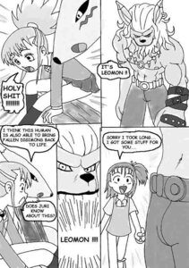 Rating: Questionable Score: 0 Tags: anthro bandai_namco black_sclera bulge canid canine comic dialogue digimon digimon_(species) e621 english_text felid female fur greyscale group human jeri_katou leomon male mammal monochrome prophet renamon slim_female text thin_calves thin_legs thin_thighs young young_female young_human User: bunchy7s