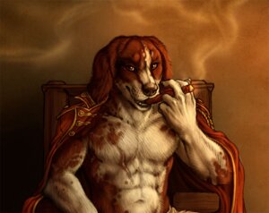 Rating: Questionable Score: 0 Tags: 5_fingers abs anthro biped brown_body brown_eyes brown_fur brown_nose canid canine canis cape chair cigar claws clothed clothing coat_cape detailed domestic_dog e621 fingers front_view fur furniture half-length_portrait holding_object looking_at_viewer male mammal navel portrait rukis scar sitting smoke smoking solo throne topless white_body white_fur User: bunchy7s