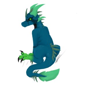 Rating: Safe Score: 0 Tags: 1:1 ambiguous_gender blue_body blue_skin claws e621 elenazilla green_eyes horn looking_at_viewer reptile scalie simple_background solo User: bunchy7s