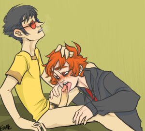 Rating: Explicit Score: 0 Tags: 2boys battle battle_(artist) black_hair closed_eyes clothing fellatio freckles gay glasses hand_on_head homestuck humanstuck karkat_vantas licking_penis male male_only ms_paint_adventures open_mouth oral orange_hair penis pubic_hair red_eyes rule34 short_hair sollux_captor source_request tongue tongue_out white_skin yellow_background User: bunchy7s