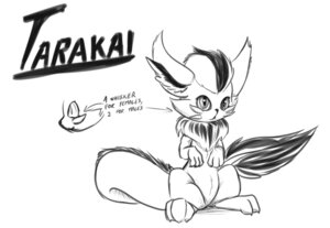 Rating: Safe Score: 0 Tags: ambiguous_gender black_and_white e621 english_text feral fur monochrome simple_background sitting solo synad tarakai text toony white_background User: bunchy7s