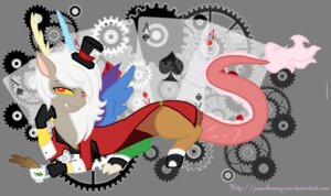 Rating: Safe Score: 0 Tags: 2012 ace_of_clubs ace_of_diamonds ace_of_hearts ace_of_spades alice_in_wonderland alpha_channel ambiguous_gender beverage card chimera clothed clothing clubs_(suit) coffee cogwheel container cup diamonds_(suit) discord_(mlp) draconequus e621 friendship_is_magic gear gloves handwear hasbro hat headgear headwear heart_symbol hearts_(suit) hi_res holding_object horn industrial jaquelindreamz long_tail looking_at_viewer mad_hatter my_little_pony playing_card red_eyes solo spades_(suit) suit suit_symbol tail teeth top_hat translucent translucent_card translucent_object tusks User: bunchy7s