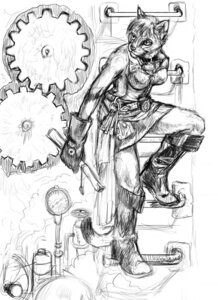 Rating: Safe Score: 0 Tags: adventurer alternative_fashion amber_hill anthro detailed detailed_background domestic_cat e621 felid feline felis female machine mammal monochrome sketch solo steampunk tail toony User: bunchy7s