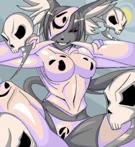 Rating: Questionable Score: 0 Tags: anthro bone clothed clothing costume demon digital_media_(artwork) domestic_cat e621 felid feline felis female mammal oekaki parody seductive skull solo sqjgg693 tail User: bunchy7s