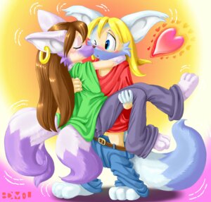 Rating: Safe Score: 0 Tags: 2007 ambiguous_gender anthro blonde_hair blue_eyes brown_hair canid canine duo e621 ear_piercing edmol female fox hair heart_symbol love mammal paws piercing romantic romantic_couple shrinking simple_background size_transformation tail transformation User: bunchy7s