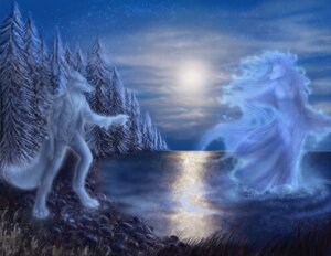 Rating: Safe Score: 0 Tags: anthro canid canine canis clothed clothing cloud cool_colors detailed detailed_background duo e621 female forest full_moon ghost landscape male mammal moon night outside plant romantic romantic_ambiance romantic_couple rukis scenery sky spirit star starry_sky tail translucent translucent_body tree wolf wood User: bunchy7s