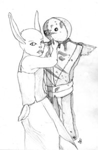 Rating: Safe Score: 0 Tags: dummy dummy_(rq) e621 female graphite_(artwork) greyscale lagomorph leporid looking_at_viewer mammal monochrome rabbit ruby_(rq) ruby_quest solo traditional_media_(artwork) unknown_artist User: bunchy7s