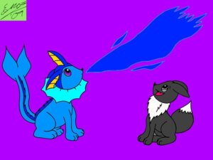 Rating: Safe Score: 0 Tags: 2009 4:3 ambiguous_gender blue_fire canid canine colored_fire duo e621 eevee eeveelution feral fire generation_1_pokemon grey_eyes mammal marquis2007 nintendo pokemon pokemon_(species) purple_background purple_eyes simple_background tail vaporeon water User: bunchy7s