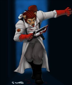 Rating: Questionable Score: 0 Tags: anthro blood bodily_fluids clothing e621 faint felid gloves hair handwear holding_object holding_weapon lion male mammal medic_(team_fortress_2) pantherine red_hair saw sieg_black solo team_fortress_2 tools valve valve_corporation weapon User: bunchy7s