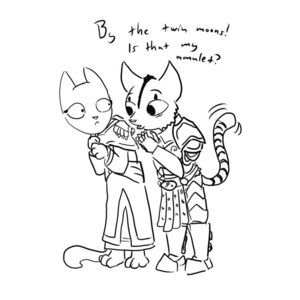 Rating: Safe Score: 0 Tags: 1:1 anthro armor bethesda_game_studios black_and_white duo e621 felid female katia_managan khajiit kharjo mammal microsoft monochrome oblivion prequel_adventure pseudonymous skyrim tail tail_motion tailwag the_elder_scrolls User: bunchy7s
