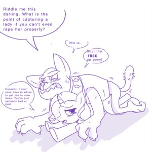 Rating: Explicit Score: 0 Tags: 1:1 bored canid collar complaining dialogue diamond_dog_(mlp) doing_it_wrong duo e621 english_text equid equine fail female female_raped feral forced friendship_is_magic hasbro hooves horn interspecies kl0ndike male male/female male_rape male_raping_female mammal monochrome my_little_pony mythological_creature mythological_equine mythology purple_and_white rape rarity_(mlp) rover_(mlp) sex simple_background tail text unicorn white_background User: bunchy7s