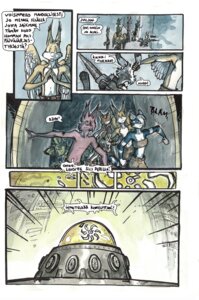 Rating: Safe Score: 0 Tags: anthro canid canine clothed clothing comic dialogue drill e621 ear_grab feathered_wings feathers female finnish_text fox fur group holding_object inside lagomorph leporid male mammal minna_sundberg multicolored_body multicolored_fur pahistenlistijat rabbit rodent sciurid sound_effects tail text topless translated tree_squirrel two_tone_body two_tone_fur unavailable_at_source wings User: bunchy7s