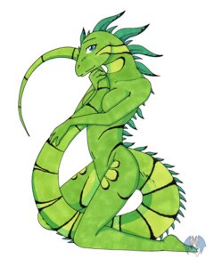 Rating: Questionable Score: 0 Tags: anthro biped blue_eyes breasts e621 female full-length_portrait green_body green_skin green_spikes holding_tail igna iguana iguanid kneeling lizard looking_at_viewer markings medium_breasts navel non-mammal_breasts nude pinup portrait pose reptile ring_(marking) ringed_tail scalie simple_background solo striped_markings striped_tail stripes tail tail_between_legs tail_markings tierafoxglove white_background User: bunchy7s