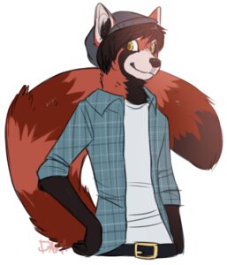 Rating: Safe Score: 0 Tags: ailurid anthro belt black_body black_fur black_hair black_nose brown_body brown_fur clothed clothing e621 facial_markings fur hair hand_on_hip hat head_markings headgear headwear iexploded male mammal markings muzzle_(marking) raised_tail red_body red_fur red_panda rolled_up_sleeves shirt short_hair simple_background sketch smile snout snout_markings solo stripes tail topwear white_background yellow_eyes User: bunchy7s
