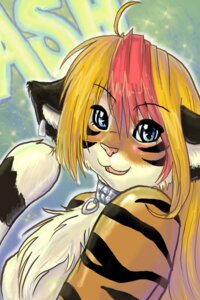 Rating: Safe Score: 0 Tags: 2:3 antenna_hair anthro belly black_body black_fur blonde_hair blue_eyes breasts bust_portrait character_badge_(artwork) clothed clothing collar e621 ear_piercing felid female fur hair konekonoarashi long_hair looking_at_viewer mammal multicolored_hair orange_body orange_fur pantherine piercing pink_hair portrait smile solo striped_body striped_fur stripes tiger topless white_belly white_body white_fur User: bunchy7s