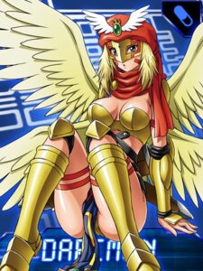 Rating: Questionable Score: 0 Tags: 3:4 angel armor bandai_namco blonde_hair boots bottomwear breasts butt cleavage clothed clothing d'arcmon digimon digimon_(species) e621 feathered_wings feathers female footwear gloves hair handwear loincloth low_res mask maximilian-destroyer scarf shoes sitting solo wings User: bunchy7s