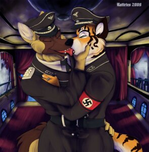 Rating: Questionable Score: 0 Tags: anthro armband canid canine canis character_request clothing domestic_dog drama duo e621 eyes_closed felid french_kissing german german_shepherd hat headgear headwear herding_dog hi_res kissing lol_comments male male/male mammal nazi nazi_armband pantherine paradox pastoral_dog ratiries schutzstaffel sharp_teeth ss_insignia swastika tail teeth tiger tongue tongue_out totenkopf uniform User: bunchy7s
