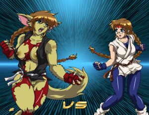 Rating: Questionable Score: 0 Tags: anthro art_of_fighting breasts clothed clothing cosplay desingahv domestic_cat duo e621 eye_contact felid feline felis female human king_of_fighters kyoko looking_at_another mammal nipples torn_clothing werecat werecreature werefelid werefeline yuri_sakazaki User: bunchy7s