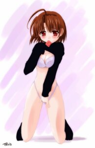 Rating: Questionable Score: 0 Tags: ahoge black_legwear black_socks bra brown_hair condom condom_in_mouth female footwear kneeling lingerie long_sleeves masturbation mouth_hold no_pants panties panty_pull red_eyes rule34 shirt_lift short_hair socks tokino underwear white_panties User: bunchy7s