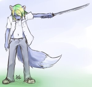 Rating: Safe Score: 0 Tags: 2012 anthro aogami blue_body blue_fur canid canine clothed clothing dipstick_tail e621 footwear fox fur hair hi_res katana male mammal markings melee_weapon multicolored_hair narrow_hips navel open_clothing open_shirt open_topwear shirt shoes signature simple_background solo sword tail tail_markings text thin_calves thin_legs thin_thighs topwear weapon white_background User: bunchy7s Rating: Safe Score: 0 Tags: 2012 anthro aogami blue_body blue_fur canid canine clothed clothing dipstick_tail e621 footwear fox fur hair hi_res katana male mammal markings melee_weapon multicolored_hair narrow_hips navel open_clothing open_shirt open_topwear shirt shoes signature simple_background solo sword tail tail_markings text thin_calves thin_legs thin_thighs topwear weapon white_background User: bunchy7s