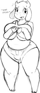 Rating: Questionable Score: 0 Tags: anthro big_breasts blush boss_monster_(undertale) bovid breasts caprine clothing digital_media_(artwork) e621 english_text fangs female horn mammal monochrome roy_mccloud slightly_chubby solo teeth text thick_thighs toriel under_boob undertale undertale_(series) wide_hipped_female wide_hips User: bunchy7s