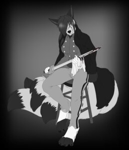 Rating: Safe Score: 0 Tags: accelo anthro biped blade blood bodily_fluids breasts canid canine clothing e621 female fluffy fluffy_tail fox furniture greyscale hi_res mammal melee_weapon monochrome rag rynn sitting solo stool sword tail weapon User: bunchy7s