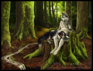 Rating: Safe Score: 0 Tags: 2009 amber_hill anthro black_border blue_eyes border canid canine canis claws colored creek detailed_background domestic_dog domestic_pet duo e621 feral forest husky male mammal nature nordic_sled_dog nude outside petting plant quadruped sitting smile spitz tail tree watermark wood User: bunchy7s