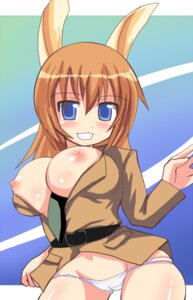 Rating: Explicit Score: 0 Tags: blush breasts brown_hair charlotte_e._yeager clothing comord female komoodo large_breasts long_hair nipples panties rule34 strike_witches underwear world_witches_series User: bunchy7s