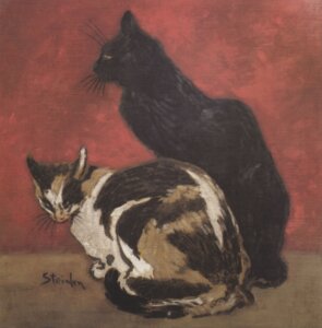 Rating: Safe Score: 0 Tags: absurd_res all_fours ambiguous_gender ancient_art black_body black_fur black_nose calico_cat digitigrade domestic_cat duo e621 felid feline felis female feral fur hi_res license_info looking_away looking_back mammal mottled multicolored_body multicolored_fur piebald pink_nose public_domain quadruped red_background side_view signature simple_background sitting tail text theophile_steinlen traditional_media_(artwork) unavailable_at_source whiskers white_body white_fur yellow_eyes User: bunchy7s