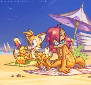 Rating: Questionable Score: 0 Tags: 2008 2_tails 3_toes anthro archie_comics barefoot beach beach_umbrella big_eyes big_head blue_eyes breasts brown_body brown_fur canid canine casual_nudity chipmunk curling_toes detailed_background duo e621 edtropolis eyewear featureless_breasts feet female food fox fur glasses ground_squirrel hair hi_res hindpaw male mammal miles_prower multi_tail navel outside parasol paws popsicle red_hair rodent sally_acorn sand sciurid scut_tail seaside sega short_tail sky small_breasts soles sonic_the_hedgehog_(archie) sonic_the_hedgehog_(comics) sonic_the_hedgehog_(series) spread_legs spread_toes spreading sunglasses tail toes toony water yellow_body yellow_fur User: bunchy7s