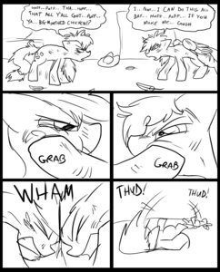 Rating: Safe Score: 0 Tags: 2012 angry applejack_(mlp) black_and_white clothed clothing comic cowboy_hat cutie_mark dialogue digital_drawing_(artwork) digital_media_(artwork) duo e621 earth_pony english_text equid equine female feral fight friendship_is_magic hair handwritten_text hasbro hat headbutt headgear headwear hooves horse inside line_art mammal metal_(artist) monochrome my_little_pony mythological_creature mythological_equine mythology pegasus pony quadruped rainbow_dash_(mlp) side_view simple_background sound_effects speech_bubble tail text unguligrade white_background wings User: bunchy7s