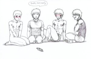 Rating: Explicit Score: 0 Tags: 4boys aburame_shino blush facial_mark glasses human inuzuka_kiba kankuro male male_only monochrome multiple_males naruto naruto_(series) nude rule34 sitting straight_hair underwear uzumaki_naruto User: bunchy7s
