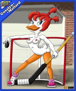 Rating: Questionable Score: 0 Tags: 2009 anatid anseriform anthro avian band-aid bandage beak biped bird blue_eyes breasts clothing darkwing_duck disney duck ducktales e621 erect_nipples female footwear gosalyn_mallard hair hentai_boy_(artist) hockey_puck hockey_stick net nipples non-mammal_breasts non-mammal_nipples nude outside pigtails red_hair shoes smile solo User: bunchy7s