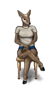 Rating: Questionable Score: 0 Tags: anthro biped black_eyes black_nose chair clothed clothing crossed_legs deer e621 female furniture hi_res leap833 mammal shirt sitting solo topwear User: bunchy7s
