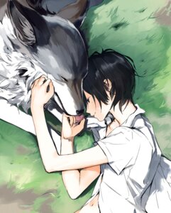 Rating: Safe Score: 0 Tags: blush canid canine canis detailed_background duo e621 feral fur grass human licking lying male mammal plant tongue tongue_out unavailable_at_source unknown_artist wolf wool_(fur) User: bunchy7s