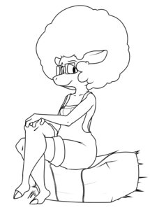 Rating: Safe Score: 0 Tags: absolutelypointless afro anthro biped black_and_white bovid caprine domestic_sheep e621 eyewear female glasses hay hi_res line_art looking_at_viewer mammal monochrome sheep sitting solo User: bunchy7s