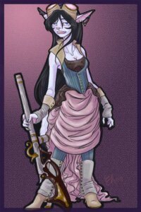 Rating: Safe Score: 0 Tags: 2:3 abstract_background aerynoustinne alternative_fashion arm_warmers armwear black_ear_tips black_hair boots breasts brocade_boots bustle cleavage clothed clothing corset dipstick_ears dress dyrlasha e621 ear_markings ear_piercing eyewear eyewear_on_head female footwear full-length_portrait goggles goggles_on_head gradient_background gun hair high_heeled_boots high_heels legwear lingerie long_hair markings multicolored_ears pattern_background piercing portrait ranged_weapon rifle shoes simple_background solo spats standing steampunk tights topwear unimpressed weapon User: bunchy7s