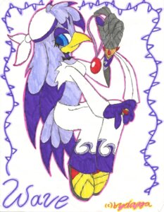 Rating: Safe Score: 0 Tags: anthro avian beak bird blue_eyes bottomwear bydayga clothing e621 female flame_pattern hi_res hirundinid jewelry kerchief midriff necklace oscine pants passerine profile purple_body sega simple_background solo sonic_riders sonic_the_hedgehog_(series) swallow_(bird) wave_the_swallow white_background white_clothing User: bunchy7s
