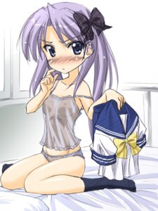 Rating: Questionable Score: 0 Tags: 1girls bed blue_eyes blush bow breasts camisole female female_only footwear hairbow human kagami_hiiragi kneeling_on_bed lingerie long_hair lucky_star masakichi_(crossroad) nipples offering_clothing panties purple_hair rule34 ryouou_school_uniform see-through serafuku sitting socks solo strap_slip underwear underwear_only User: bunchy7s