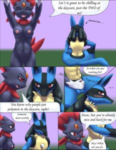 Rating: Explicit Score: 0 Tags: anthro balls breasts canine comic english_text female furry handjob lucario male mustelid mykiio penis pokemon pokemon_(species) pussy rule34 text weavile User: bunchy7s