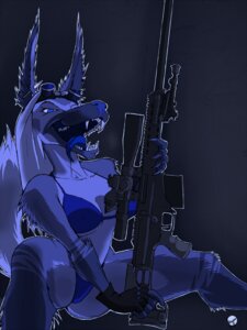 Rating: Questionable Score: 0 Tags: 3:4 anthro anti_material_rifle barrett_firearms_manufacturing bikini blue_eyes blue_tongue canid canine clothed clothing cyera e621 fangs female gun happy hi_res holding_gun holding_object holding_ranged_weapon holding_weapon krinkels mammal no_pupils open_mouth piercing ranged_weapon rifle sharp_teeth skimpy smile sniper solo spread_legs spreading swimwear tail teeth tight_clothing tongue two-piece_swimsuit weapon User: bunchy7s