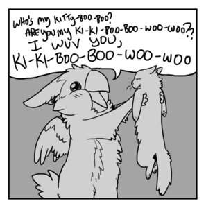 Rating: Safe Score: 0 Tags: >:| ambiguous_gender anthro avian baby_talk beak border dialogue domestic_cat duo e621 english_text feathered_wings feathers felid feline felis gryphon mammal merygryph merystic monochrome mythological_avian mythological_creature mythology quadruped silly tail text white_border wings User: bunchy7s